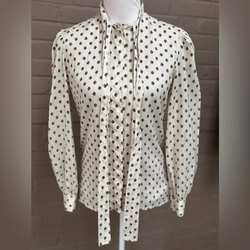 Diane Von Furstenberg Vintage tie neck blouse S